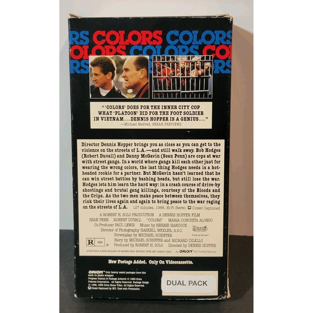Colors VHS Tape 1994 Robert Duvall, Sean Penn Orion Home Video Tested - Picture 3 of 4